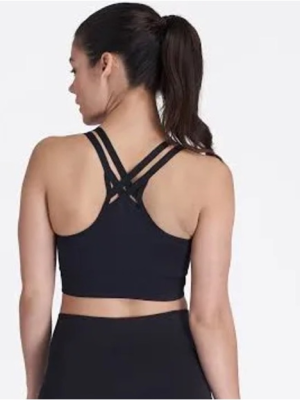 Spanx Look at Me Now Low Impact Sports Bra Large Very Black Strappy NWT